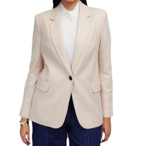 Madewell The Kline Blazer Wool Blend US Sz 6 In Oatmeal Herringbone Cream